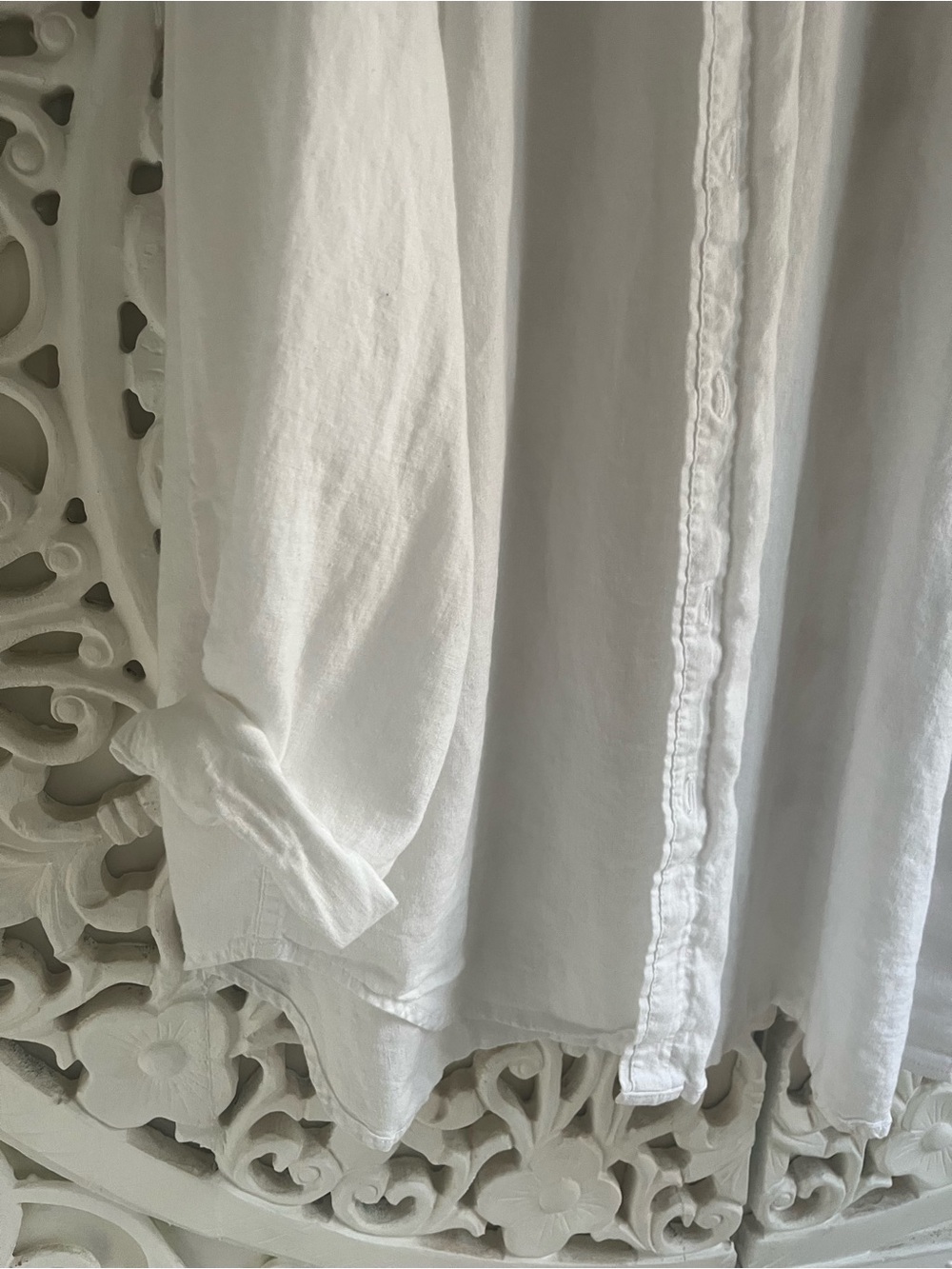 Aritzia Wilfred Free White Linen Oversized Boyfriend Button Up Shirt Large - Picture 3 of 6